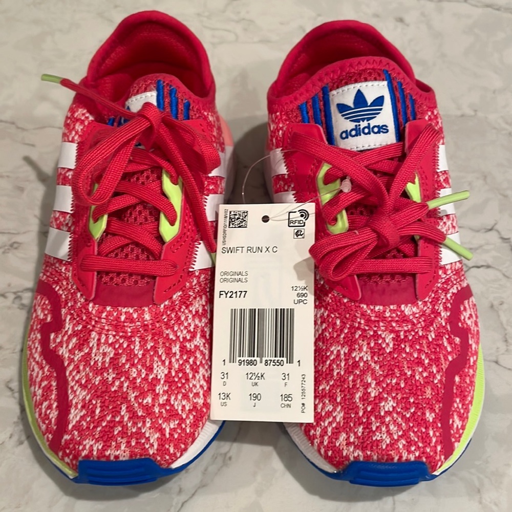 Adidas Red/Pink Swift Run Sneakers- Kids Size 13